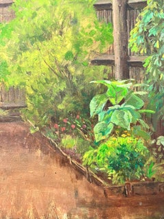 Antique Victorian English Oil Fruit and Vegetable Patch Garden