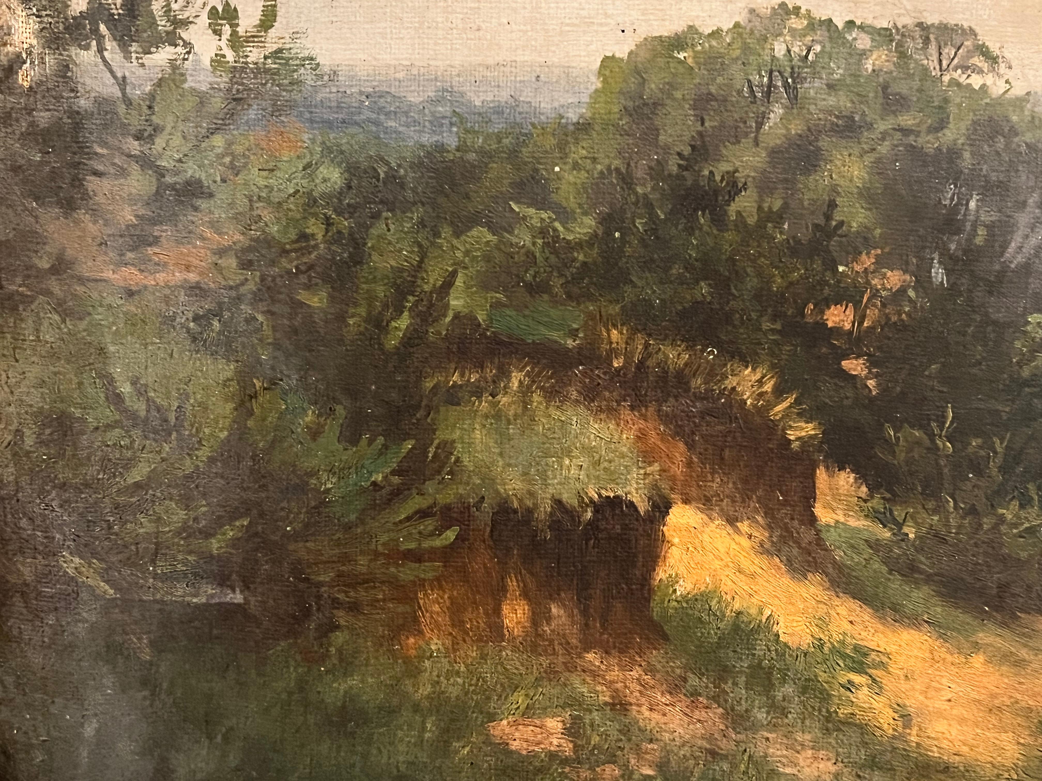 Antique Victorian English Oil - Hilly Dunes Landscape 1