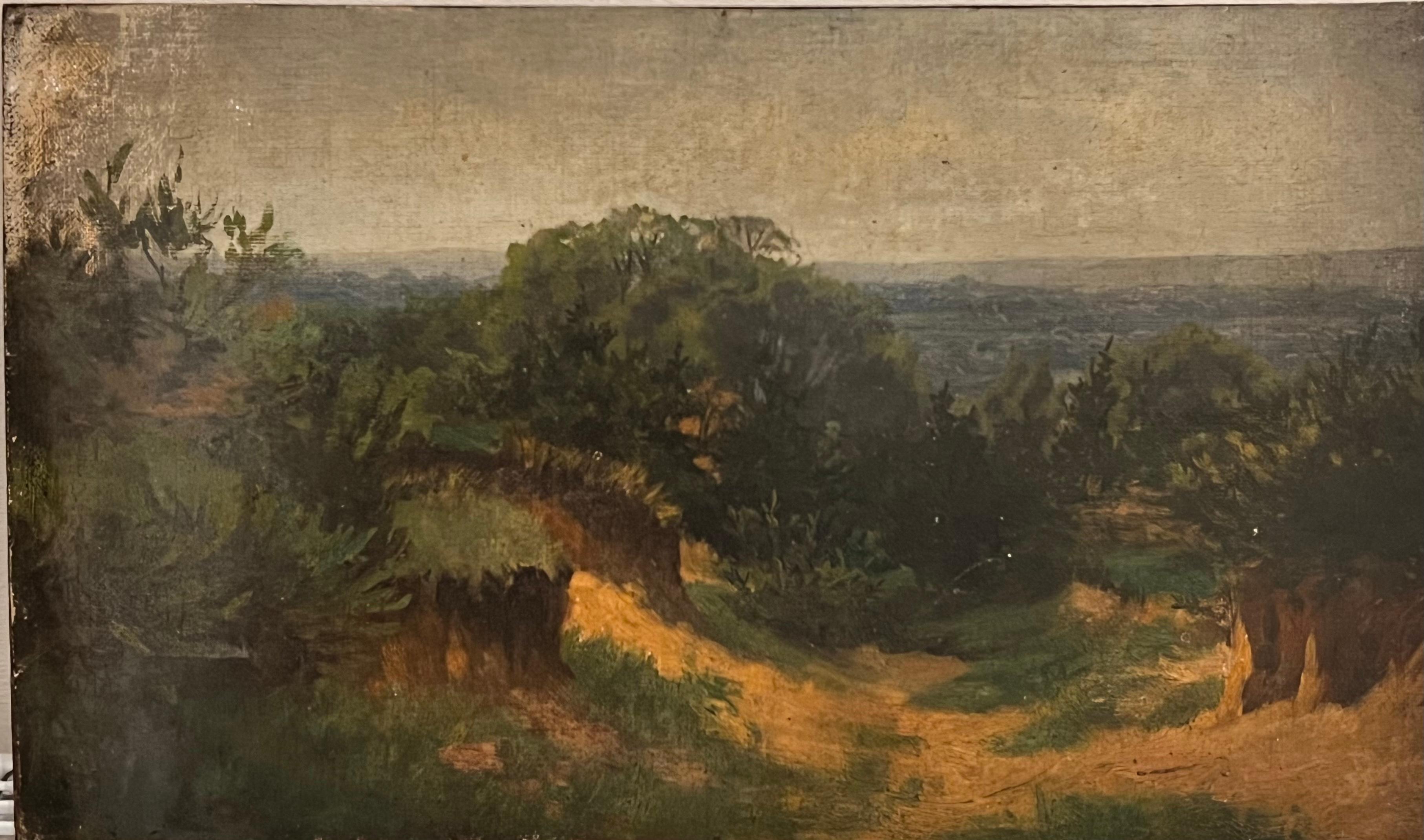 Antique English  Landscape Painting - Antique Victorian English Oil - Hilly Dunes Landscape