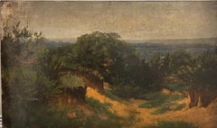 Antique Victorian English Oil - Hilly Dunes Landscape