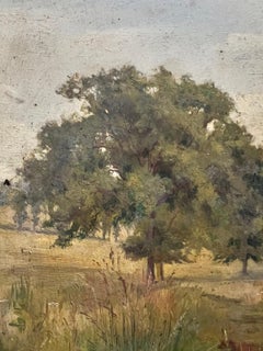 Antique Victorian English Oil Large Oak Woodland Landscape