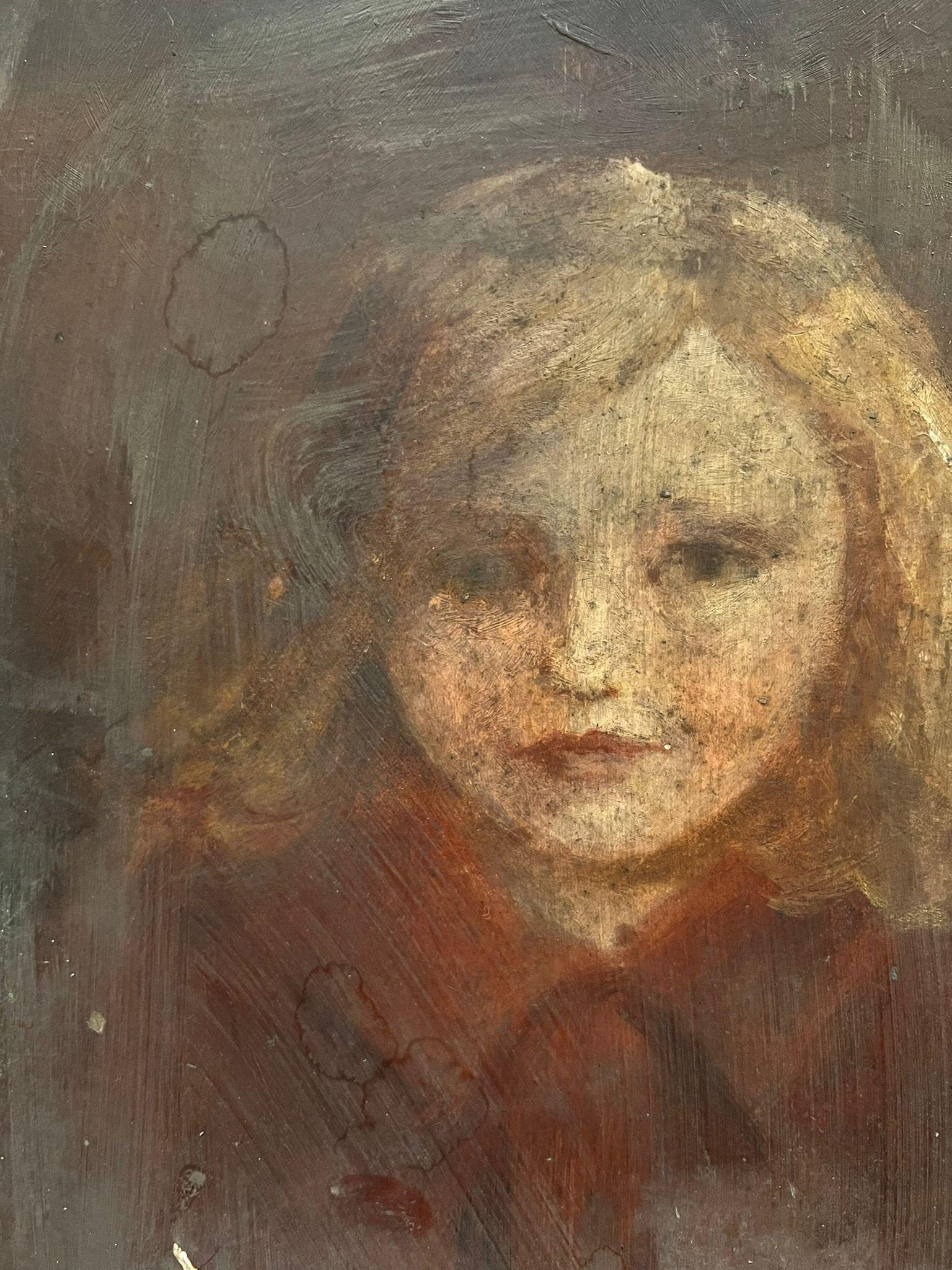 Antique Victorian English Oil Portrait Of A Young Blonde Girl - Painting by Antique English 