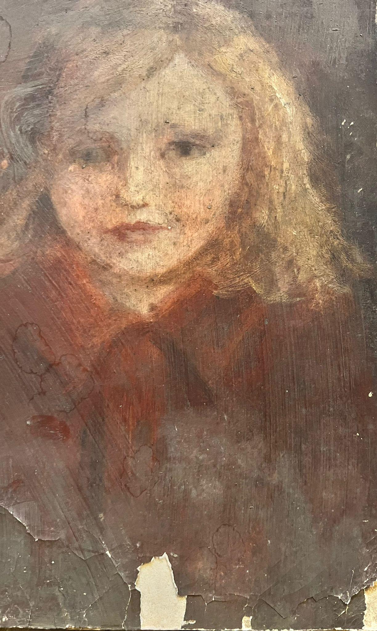 Antique Victorian English Oil Portrait Of A Young Blonde Girl For Sale 1