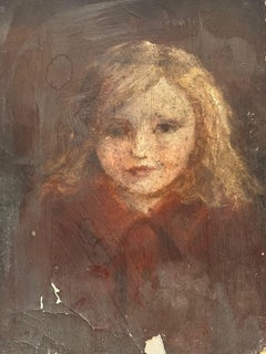Antique Victorian English Oil Portrait Of A Young Blonde Girl