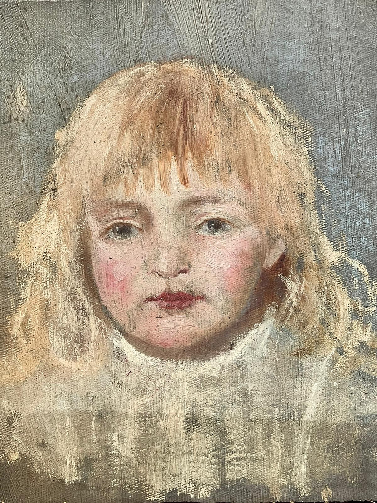 Antique English  Portrait Painting - Antique Victorian English Oil Portrait Of A Young Blonde Girl