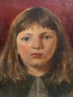 Antikes viktorianisches englisches Ölporträt eines jungen Mädchens