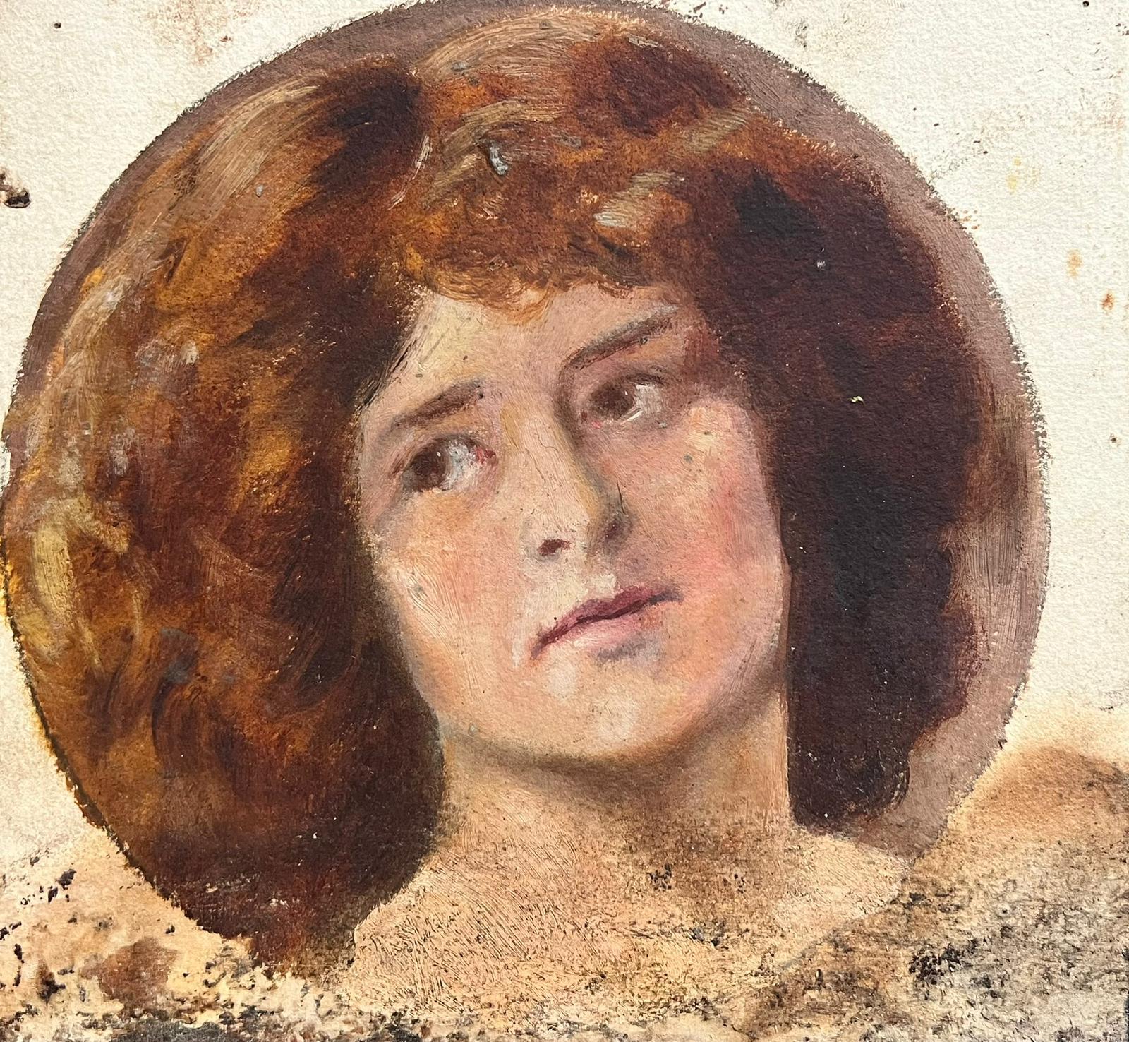 Antikes viktorianisches englisches Ölgemälde einer Dame, gezeichnet – Painting von Antique English 