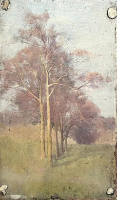 Antique Victorian English Tall Tree Landscape