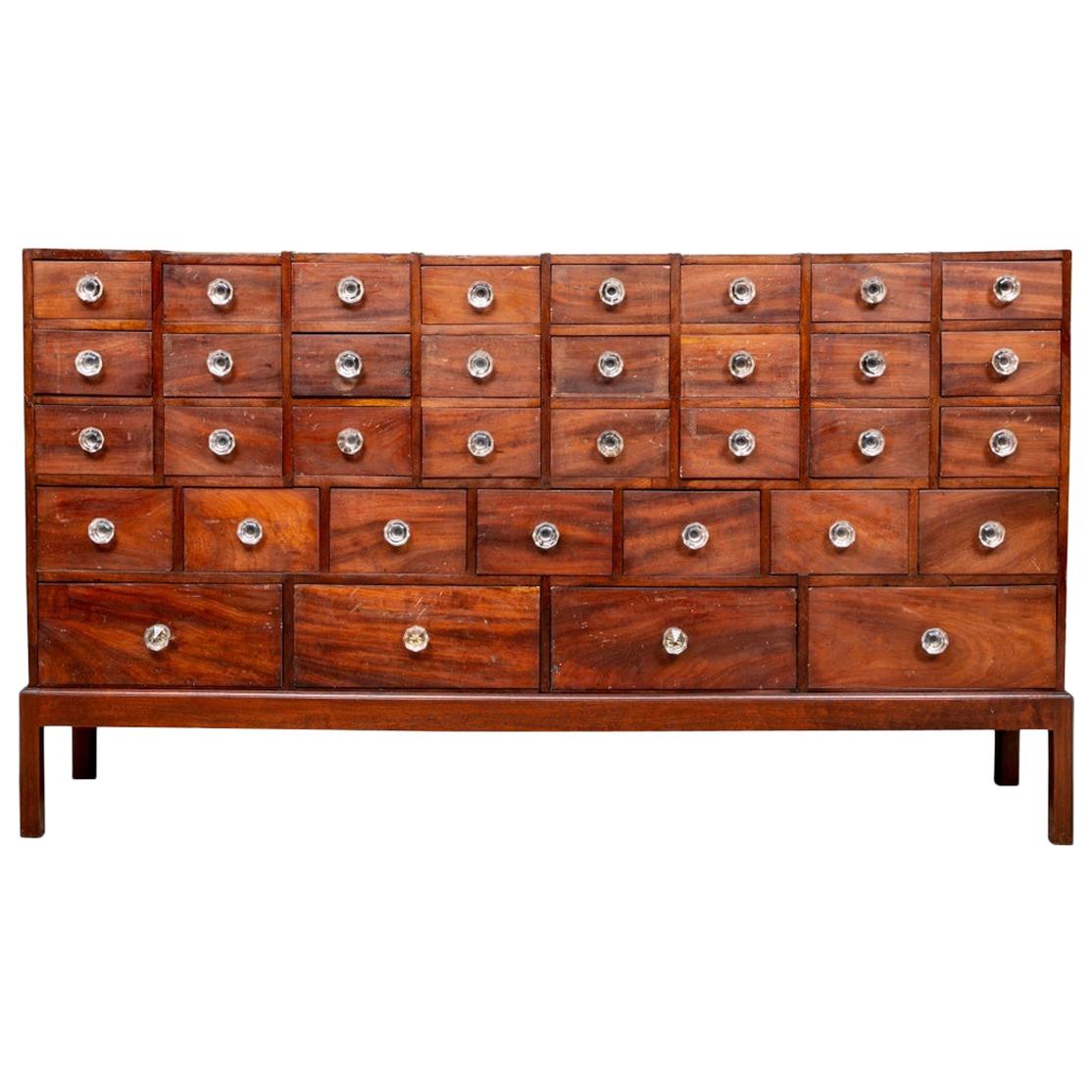 Antique English 36 Drawer Apothecary Chest, C. 1870