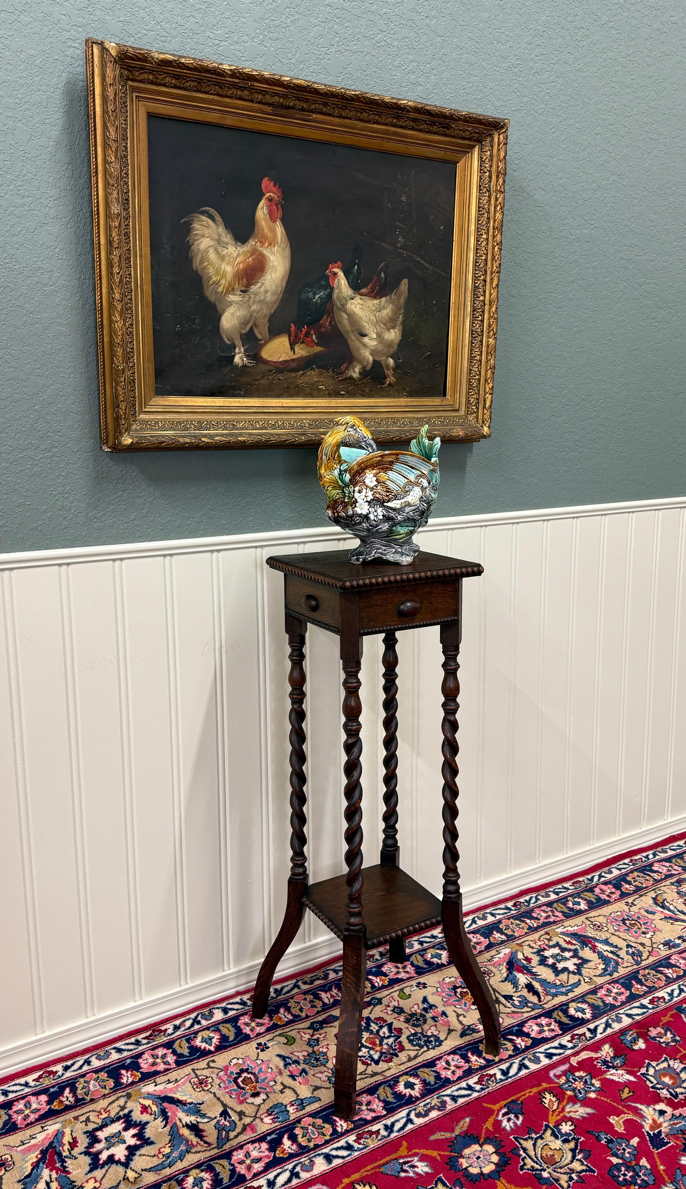 Charme Antiques inglese Barley Twist Pedestal or Plant Stand~~39.5