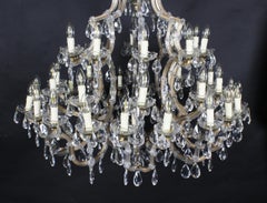 Antique English 41 Light Ballroom Crystal Chandelier 1920s