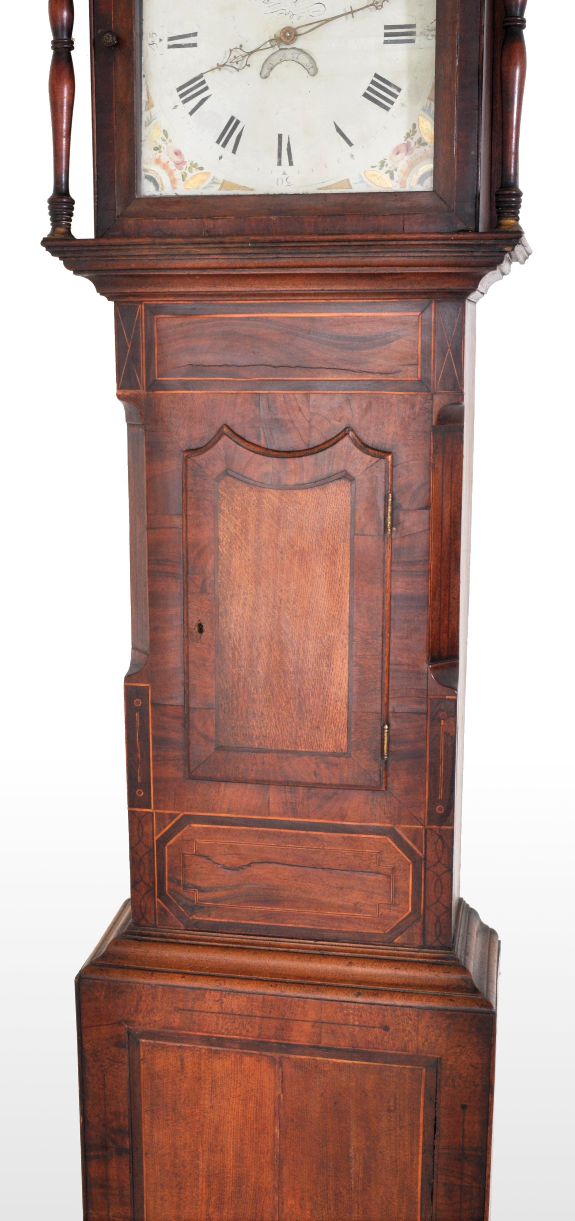 Inlay Antique English 8Day Georgian Longcase/Grandfather Clock C. Sewell Bradford 1820