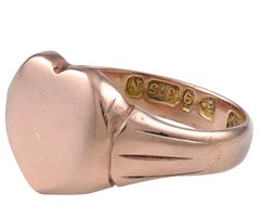 Antique English 9 Karat Gold Heart Shaped Ring