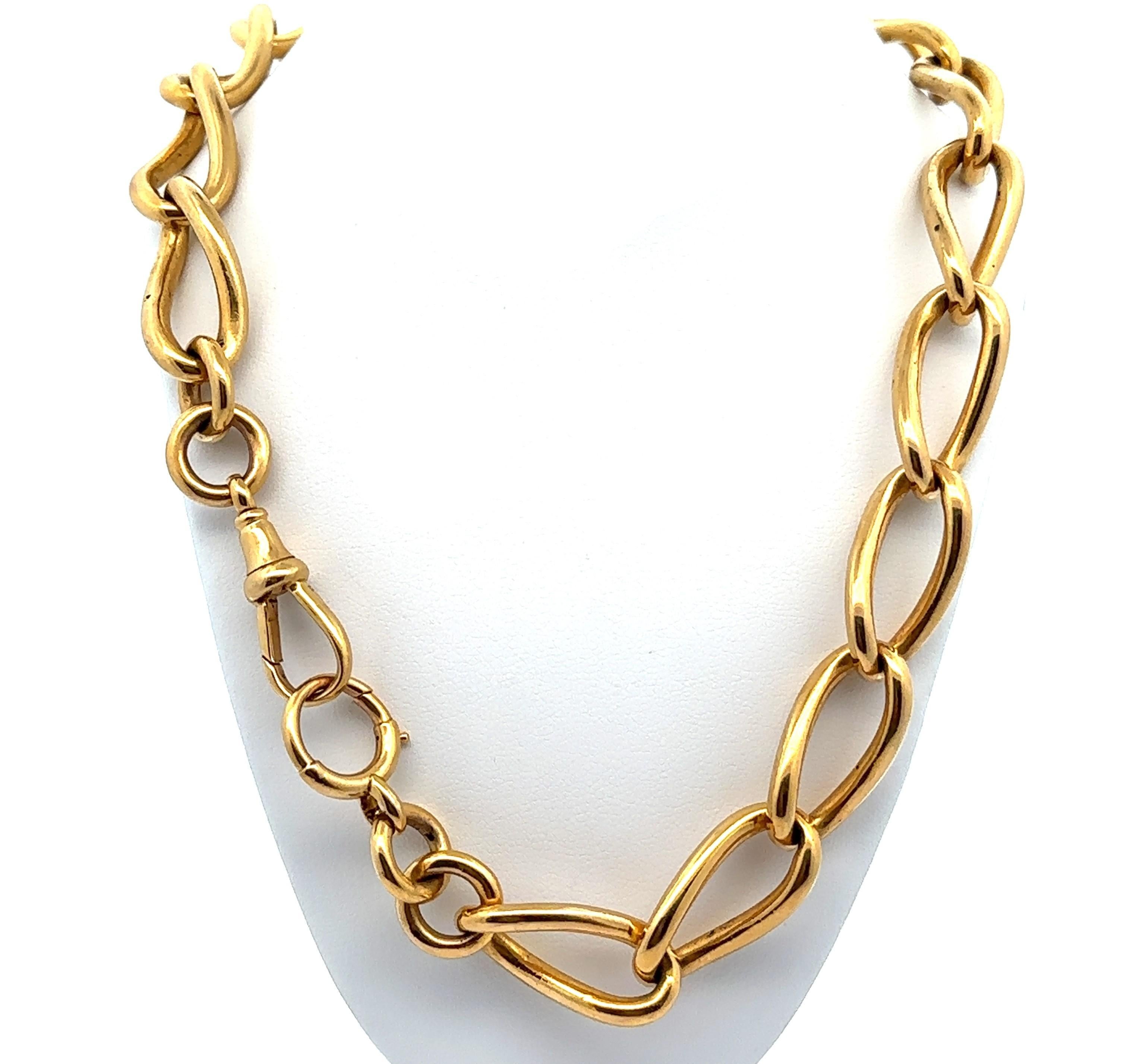 Collier anglais ancien en or 9ct avec chaîne ovale ouverte de 20