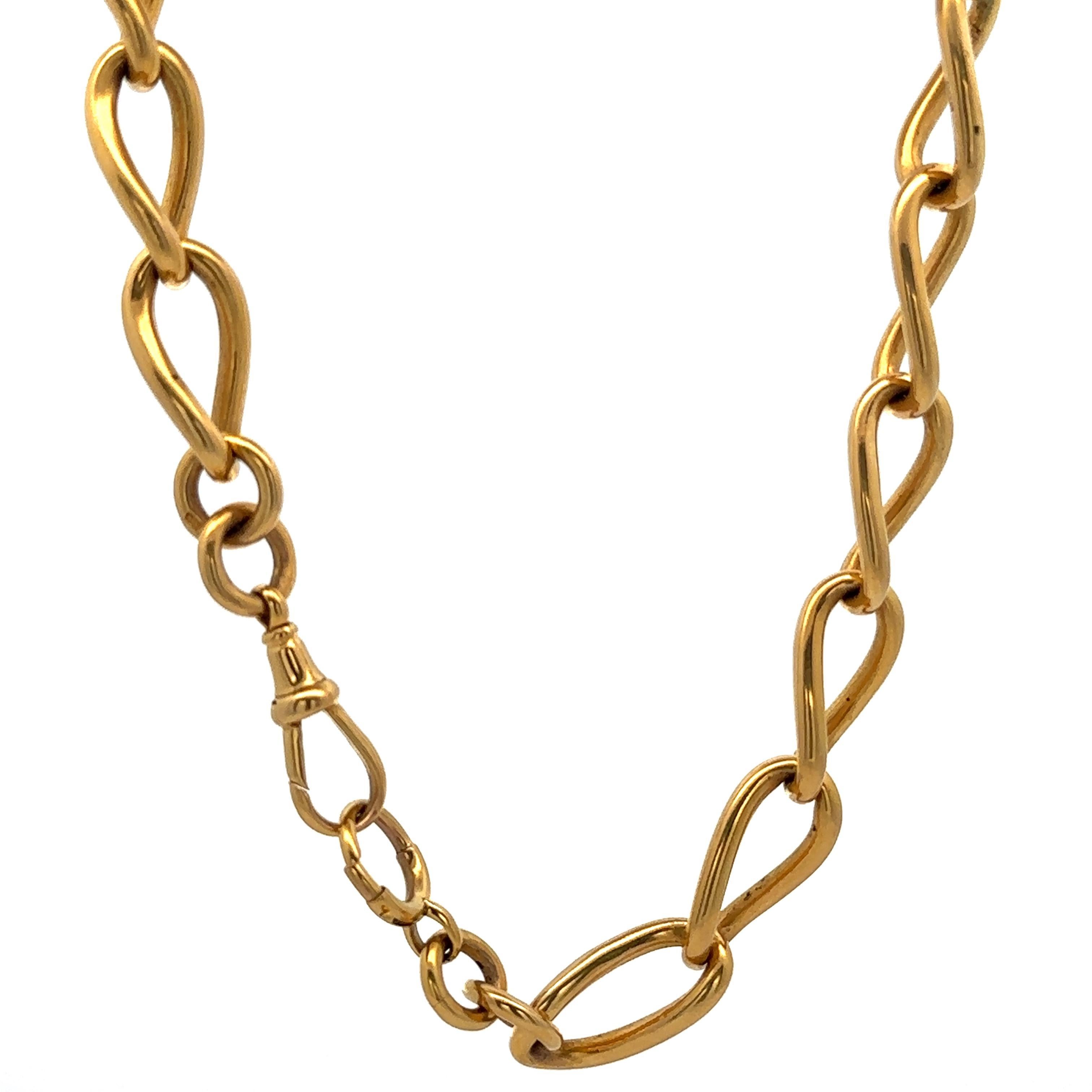 Collier anglais ancien en or 9ct avec chaîne ovale ouverte de 20