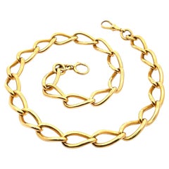 Antica collana a catena ovale aperta in oro 9ct da 20" con anello a molla e fermaglio per cani