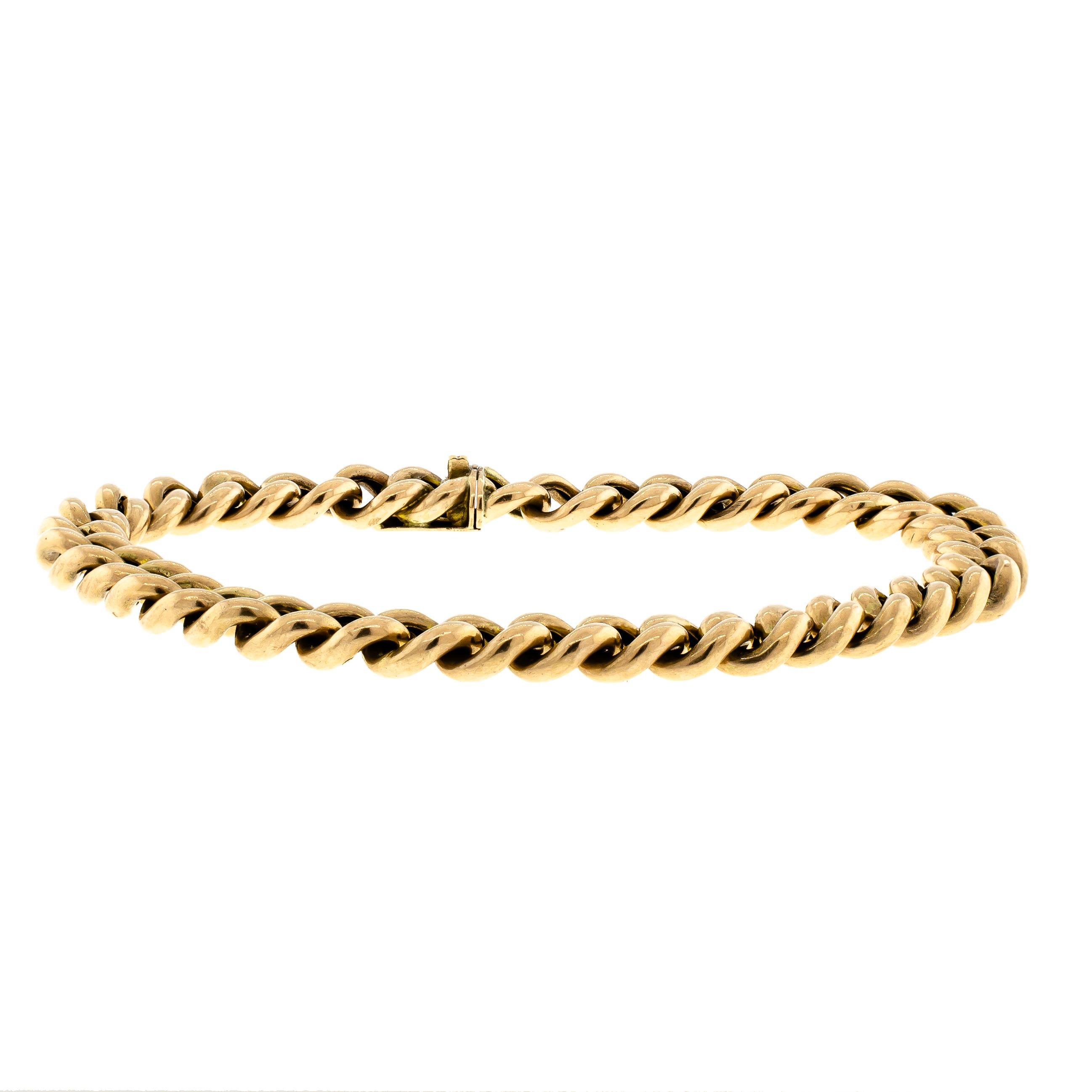 Women's or Men's Antique English 9ct Yellow Gold Curblink Bracelet For Sale