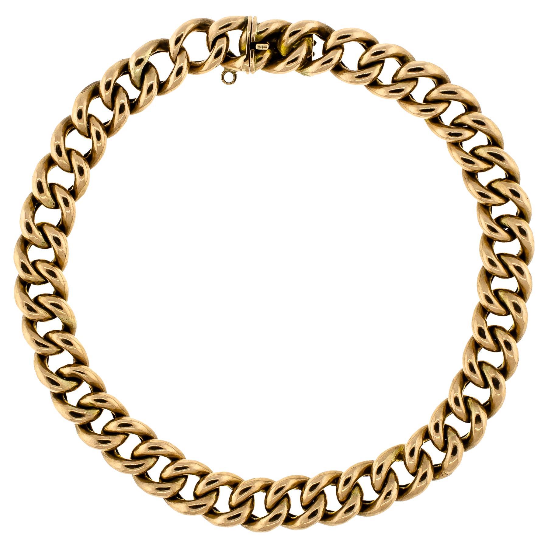 Antique English 9ct Yellow Gold Curblink Bracelet For Sale