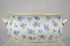 Antique English A.B. Daniell and Son Blue Flower 20" Porcelain Foot Bath Basin