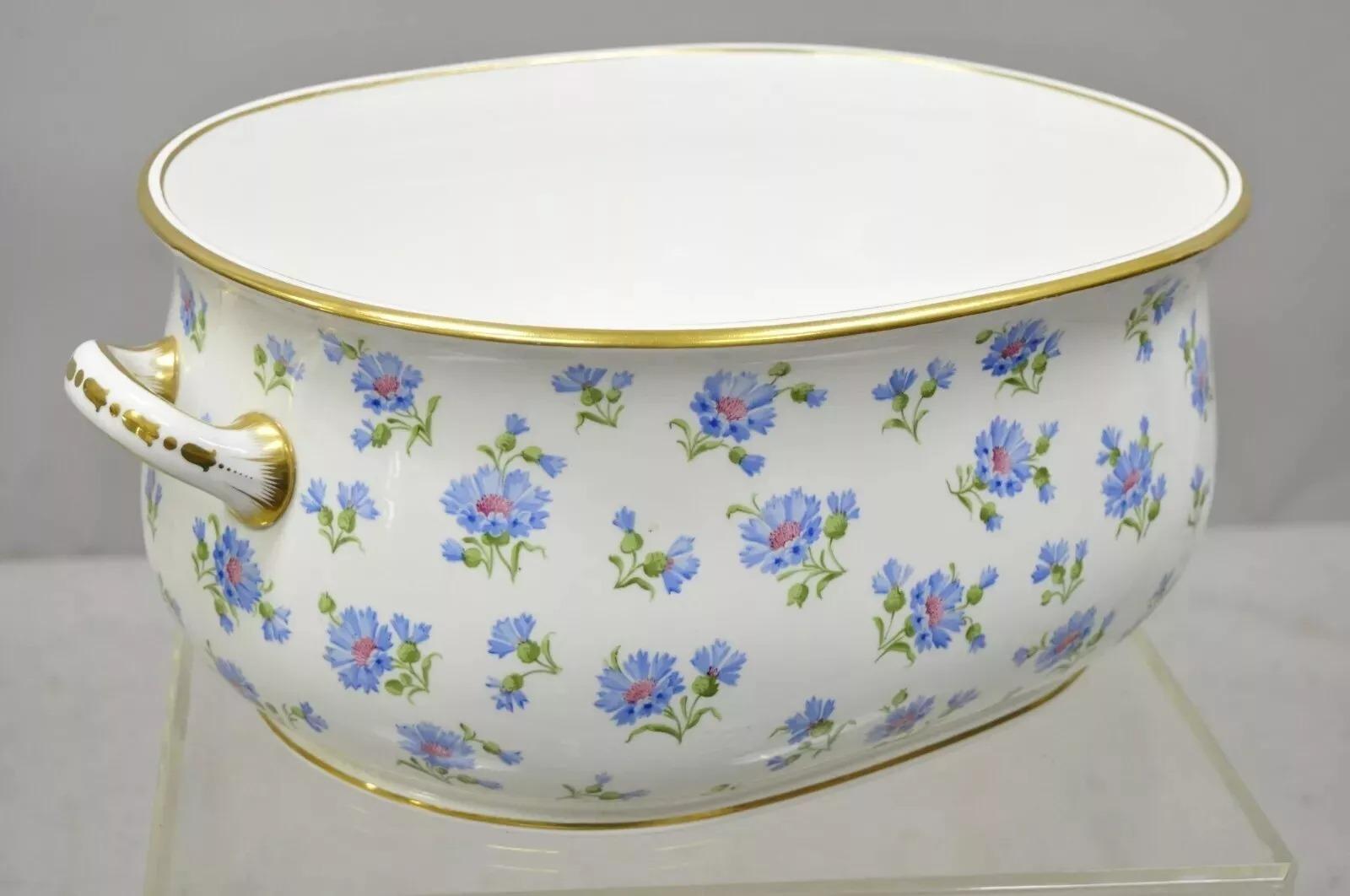 20th Century Antique English A.B. Daniell and Son Blue Flower 20