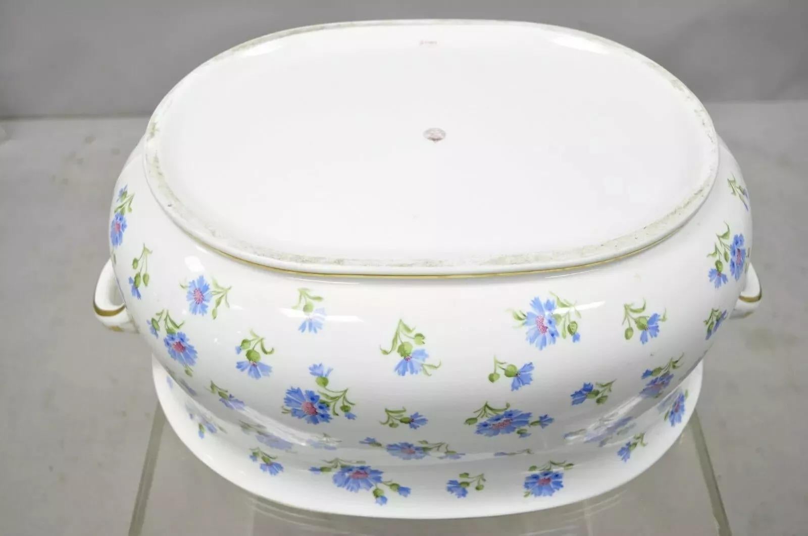 Antique English A.B. Daniell and Son Blue Flower 20