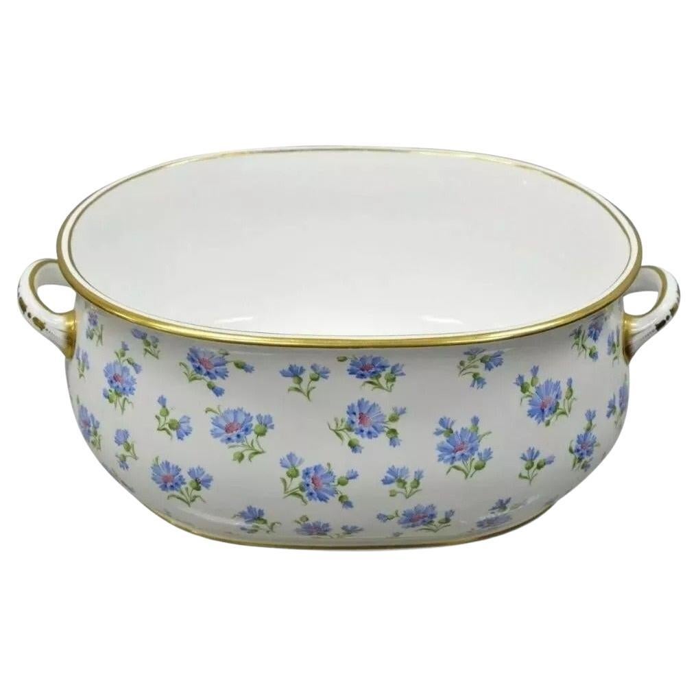 Antique Anglais A.B. Aquarelle de bain à pied en porcelaine bleue de 20 pouces Daniell and Son