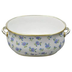 Antico inglese I. A. B. Daniell and Son Blue Flower 20" Bacino con piede in porcellana