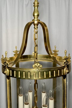 Antiguo Farol Inglés de Bronce Dorado Estilo Adam de 6 Luces, Circa 1920