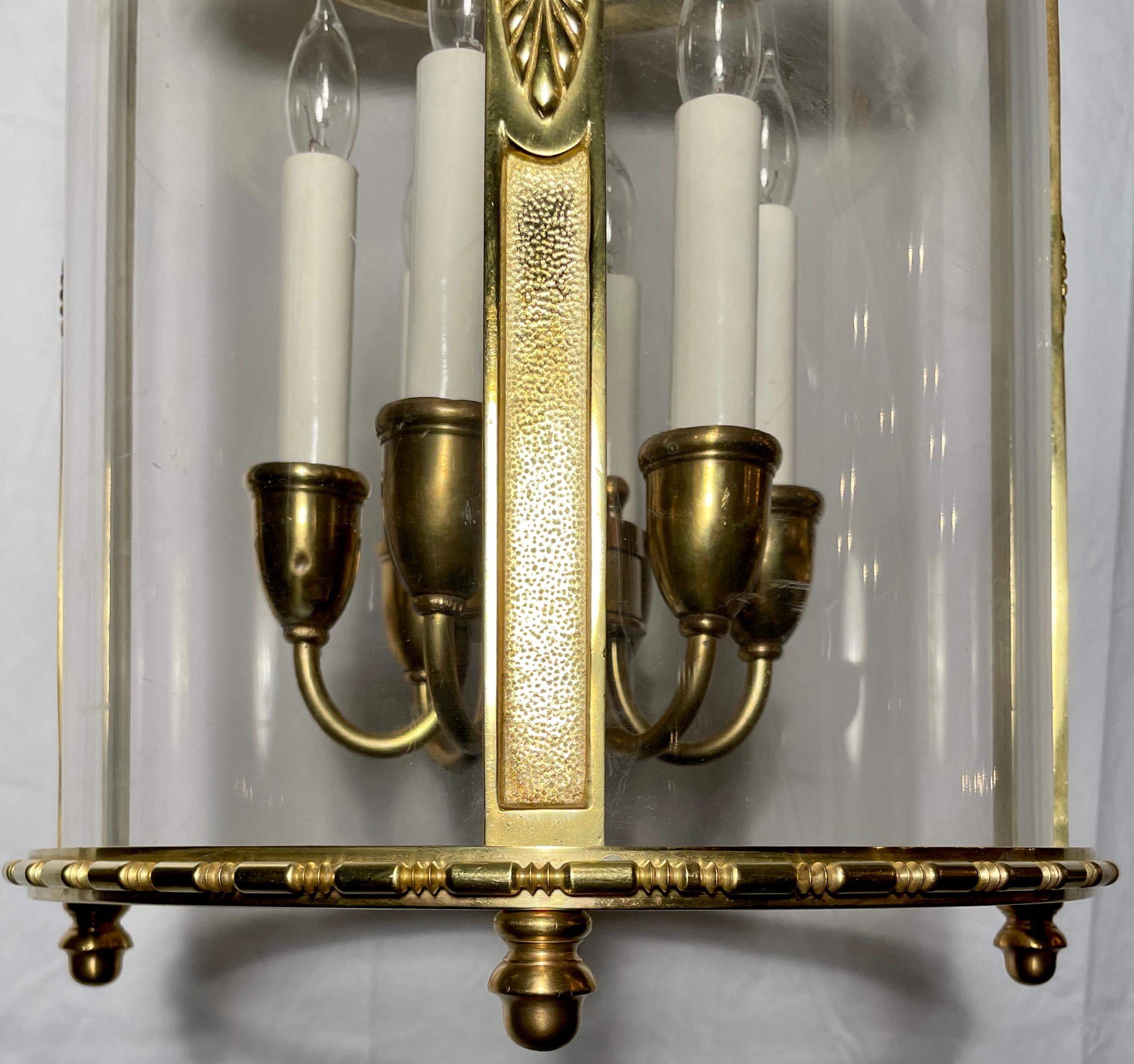 20th Century Antique English Adam Style Gold Bronze 6-Light Lantern, Circa 1920 For Sale