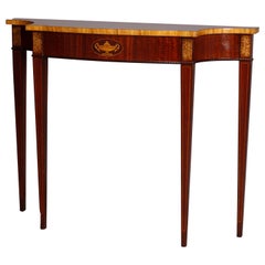 Antique English Adam Style Mahogany Banded & Inlaid Console Table, 20th Century