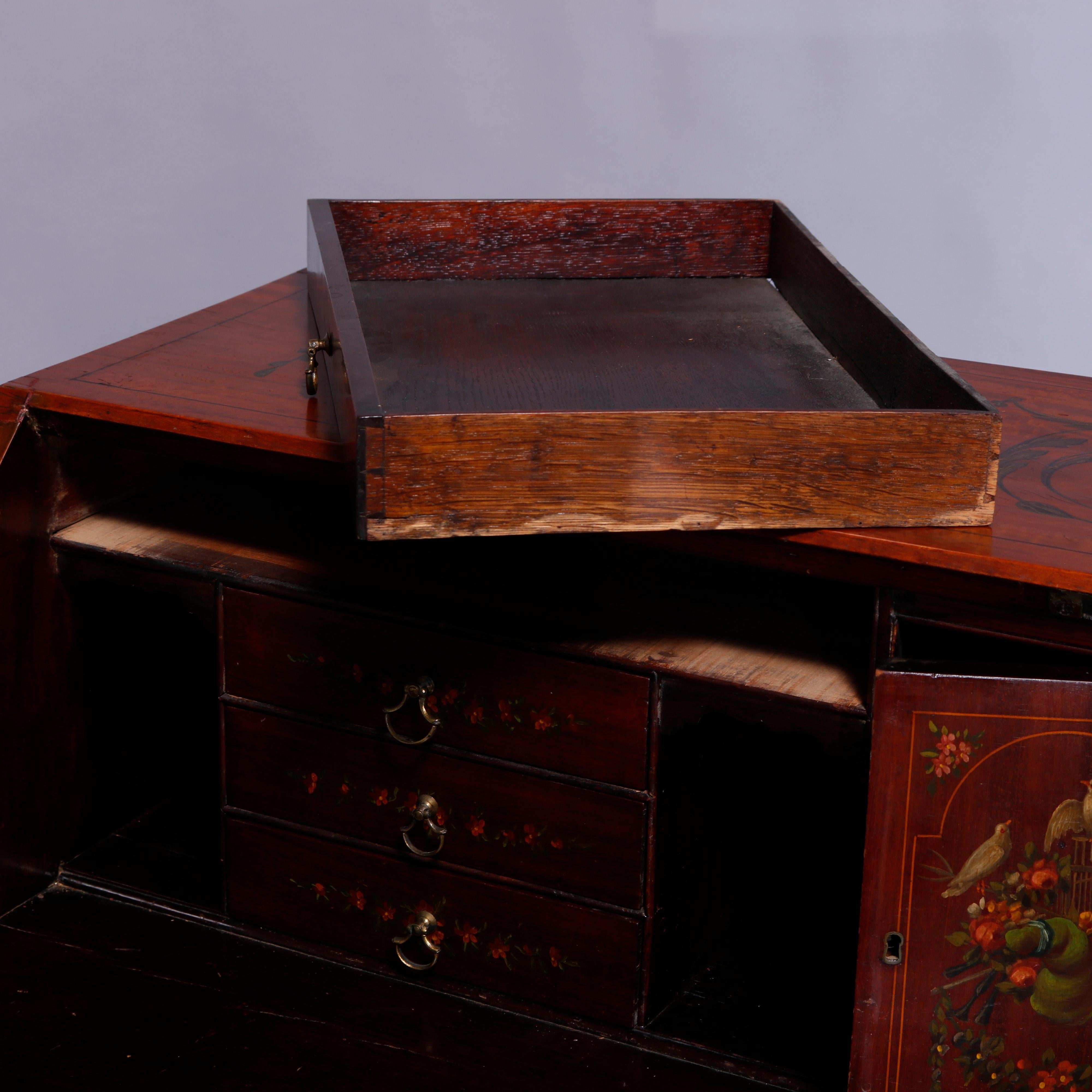 Antique English Adams Decorated Satinwood Drop-Front Desk, 18th-19th C 6