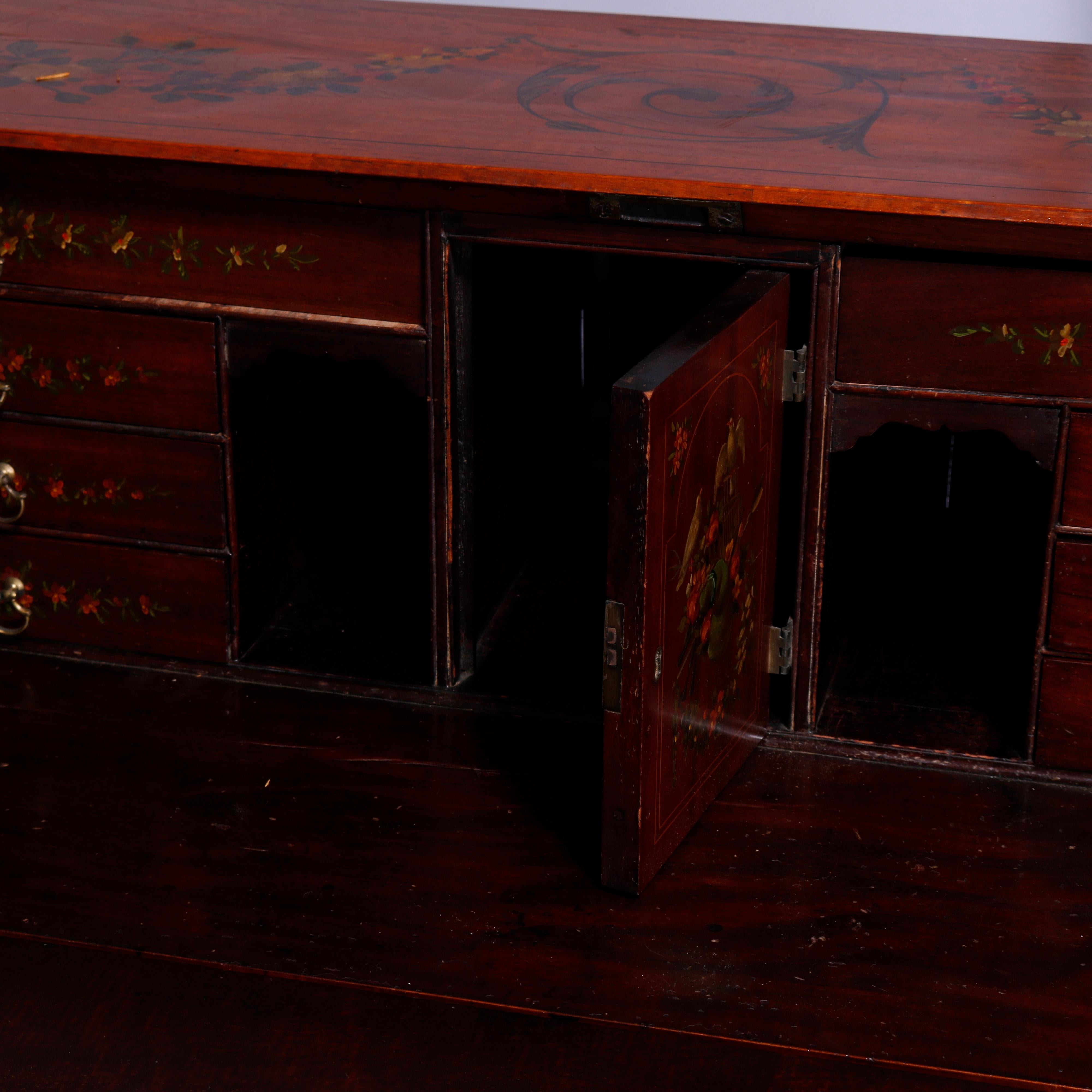 Antique English Adams Decorated Satinwood Drop-Front Desk, 18th-19th C For Sale 7