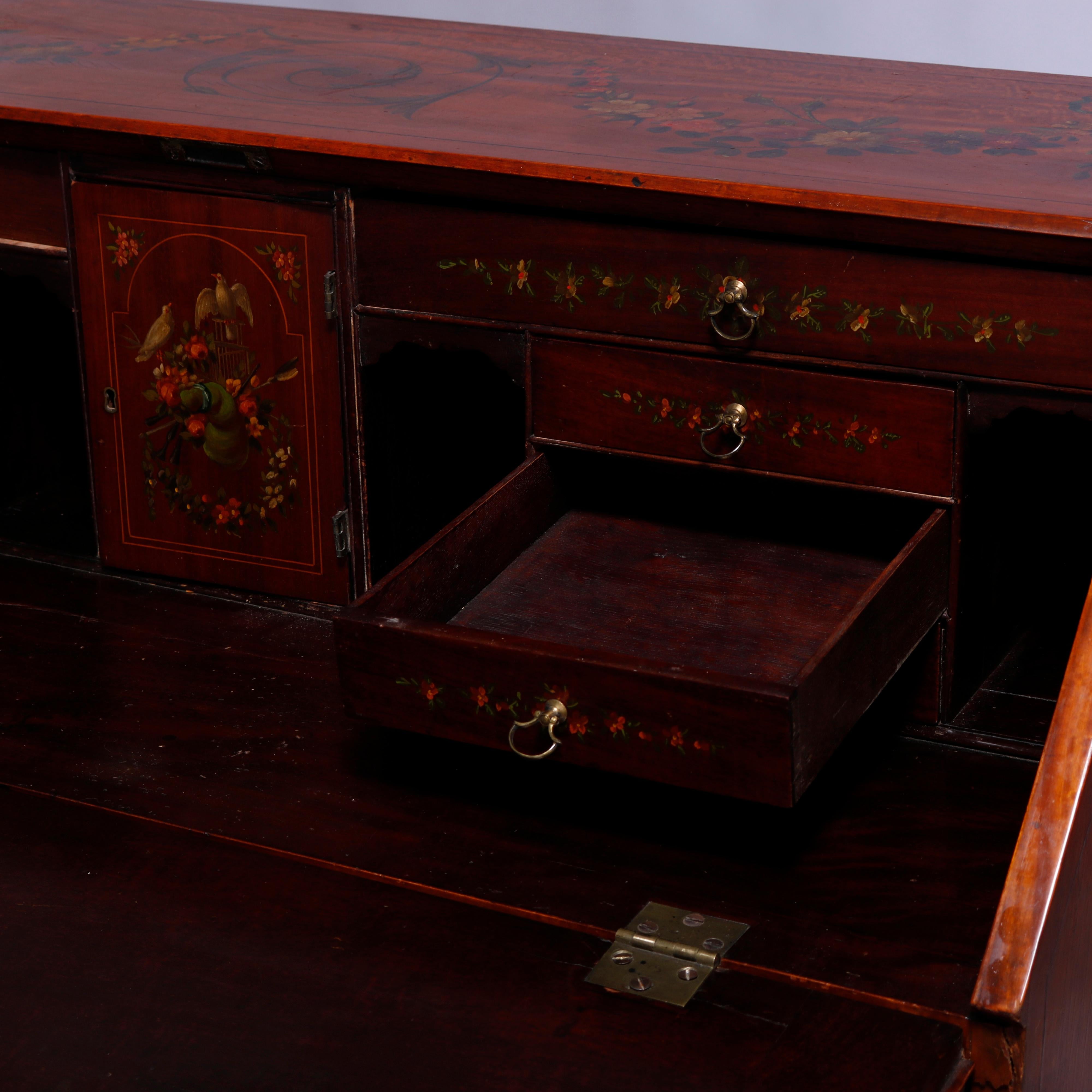 Antique English Adams Decorated Satinwood Drop-Front Desk, 18th-19th C For Sale 8