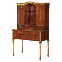 Antique English Adams Decorated Satinwood Parcel Gilt Secretary C1820
