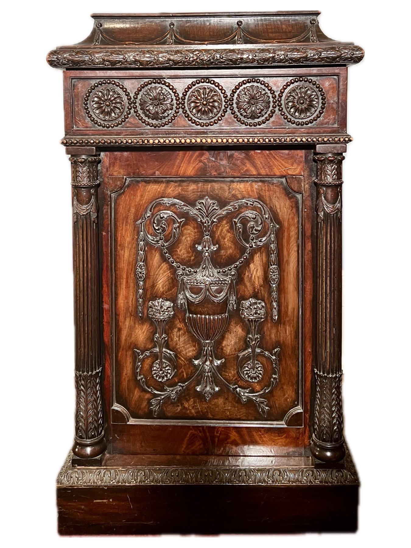 Adam Style Antique English Adams Style Carved Mahogany 3 Piece Sideboard, Circa 1880. For Sale