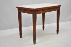 Antique English Adams Style Drape Bell Flower Inlay Mahogany Vanity Bench Seat