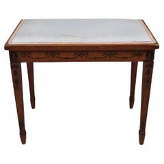 Antique English Adams Style Drape Bell Flower Inlay Mahogany Vanity Bench Seat