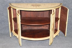 Antique English Adams Style White Painted Demilune Commode