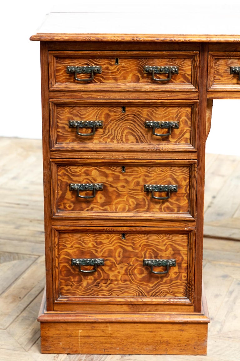 Antique English Aesthetic Movement 19th Century Oregon Pine Desk For Sale 1