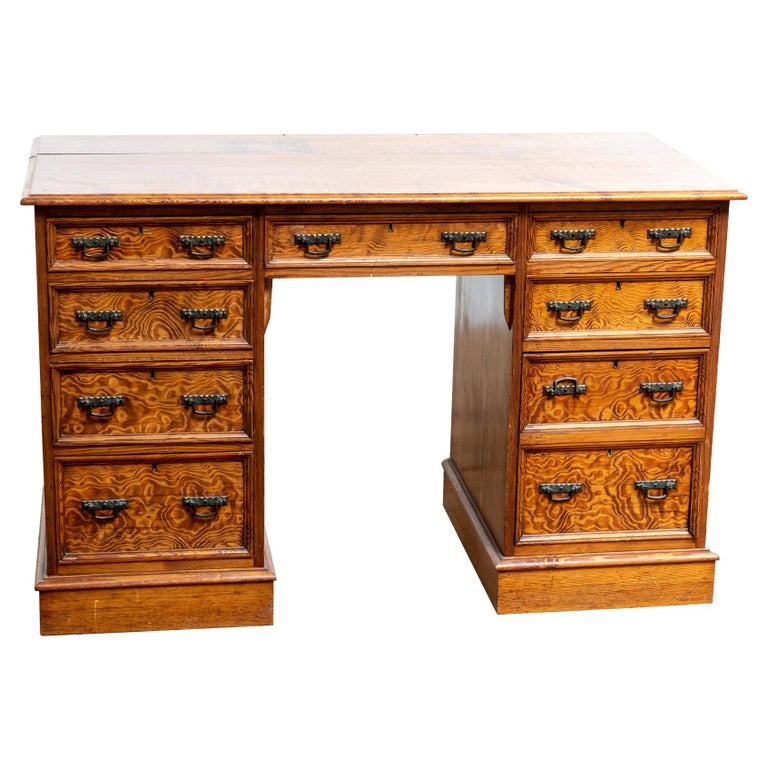 Antique English Aesthetic Movement 19th Century Oregon Pine Desk For Sale