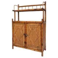 Ancienne armoire murale en bambou et rotin de l'Aesthetic Movement anglais C.1890