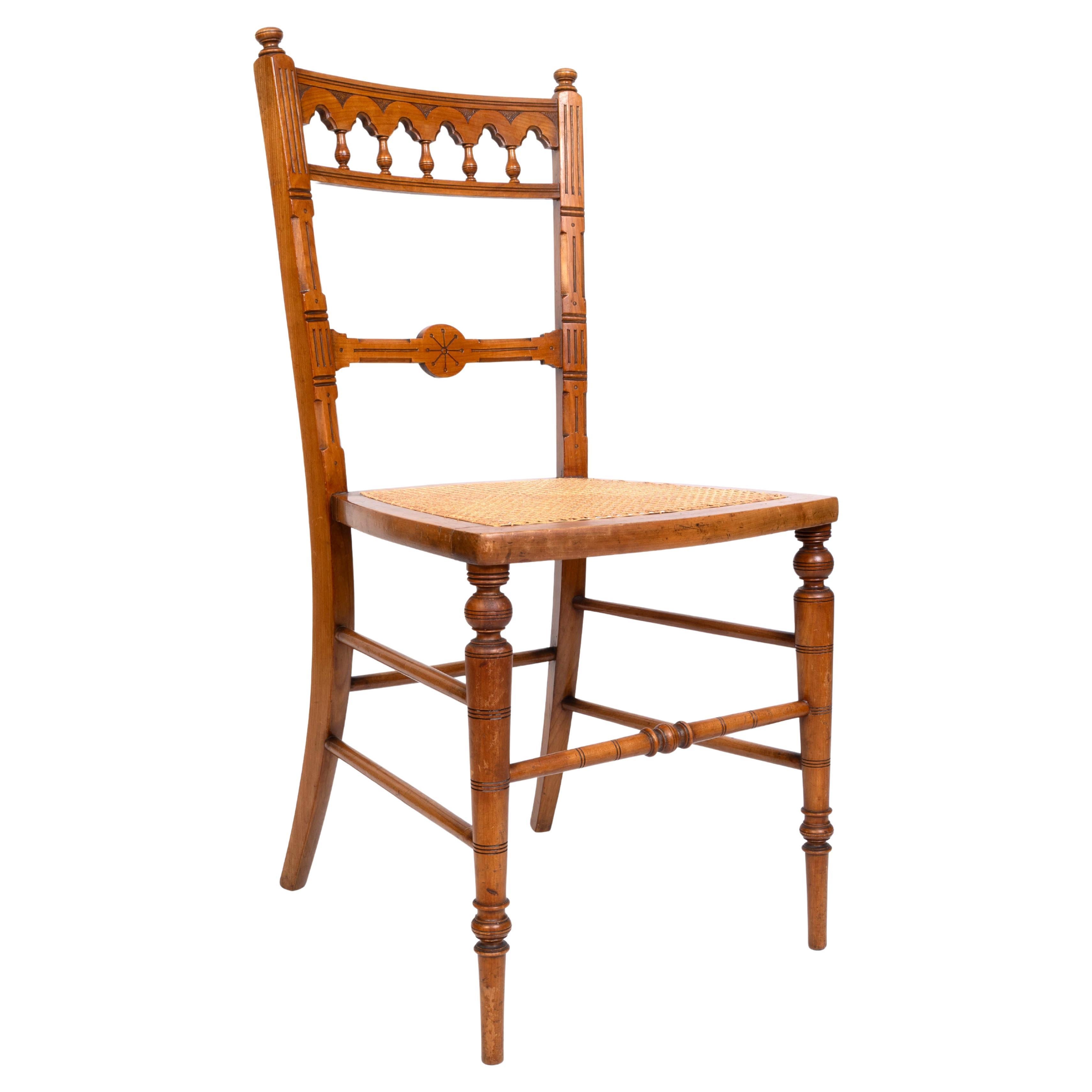 Antique English Aesthetic Movement Caned Side Chair C.1880