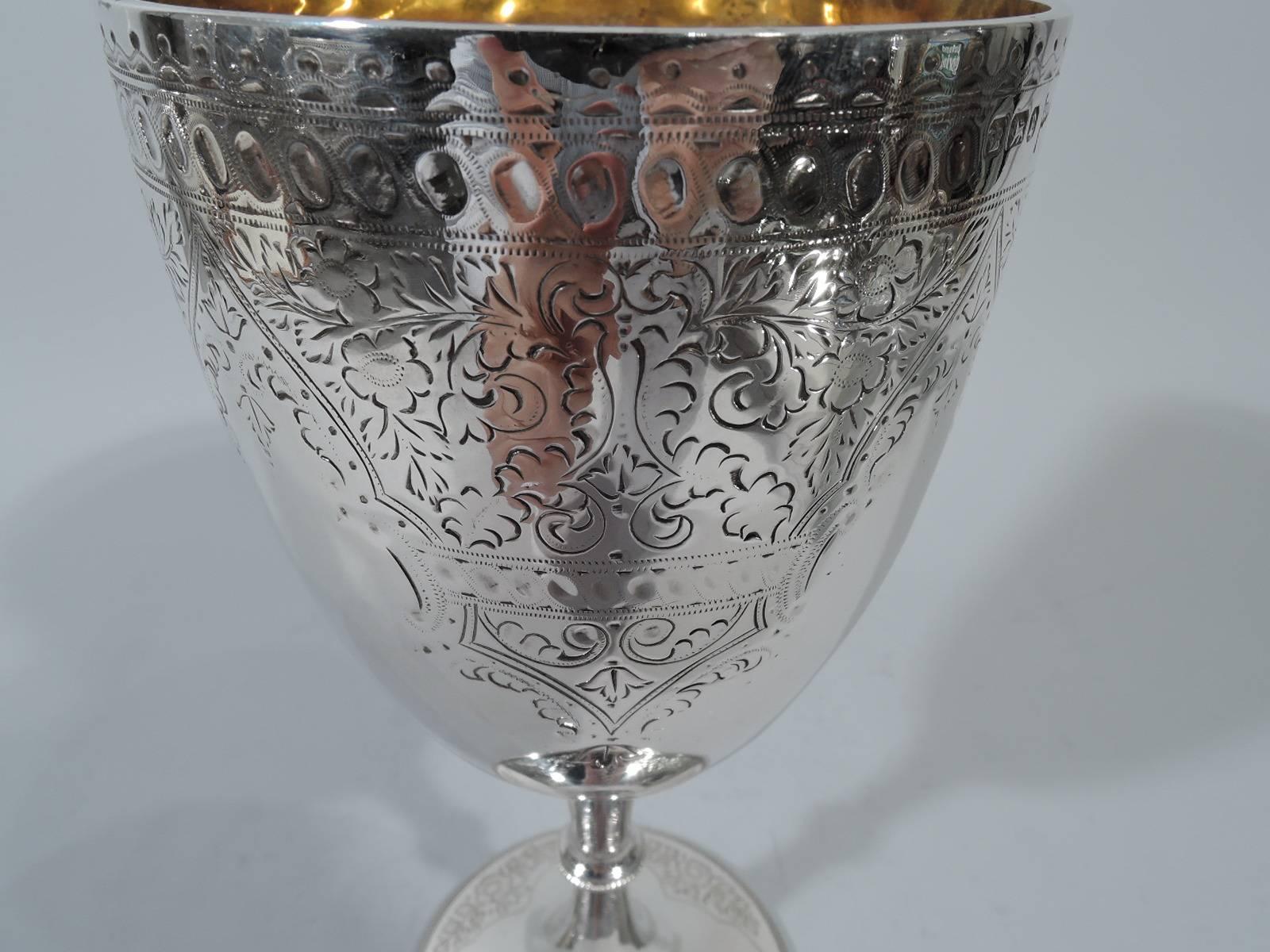 Antique English Aesthetic Sterling Silver Goblet In Excellent Condition In New York, NY