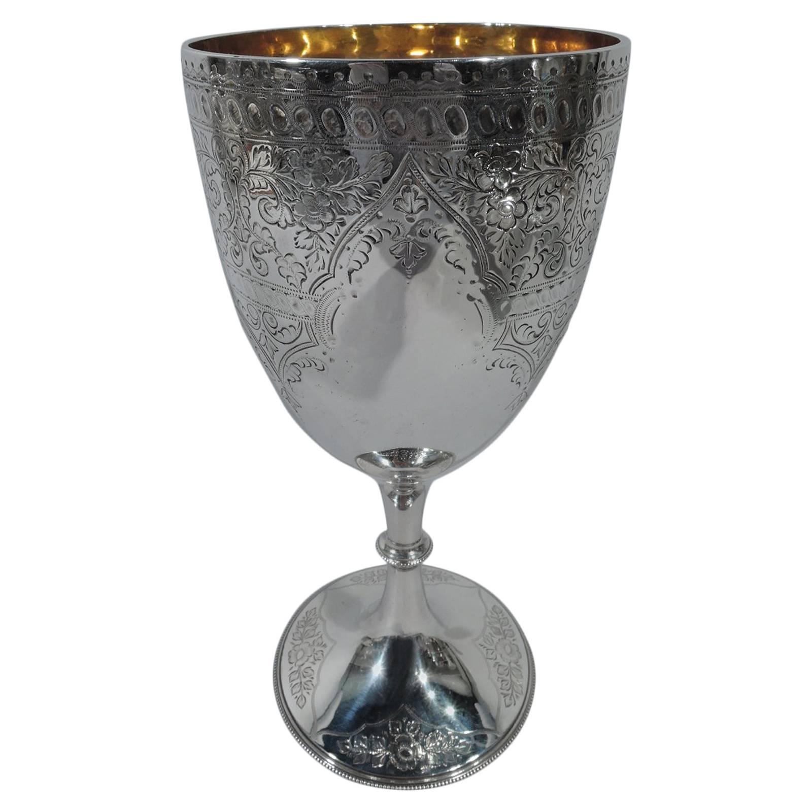 Antique English Aesthetic Sterling Silver Goblet