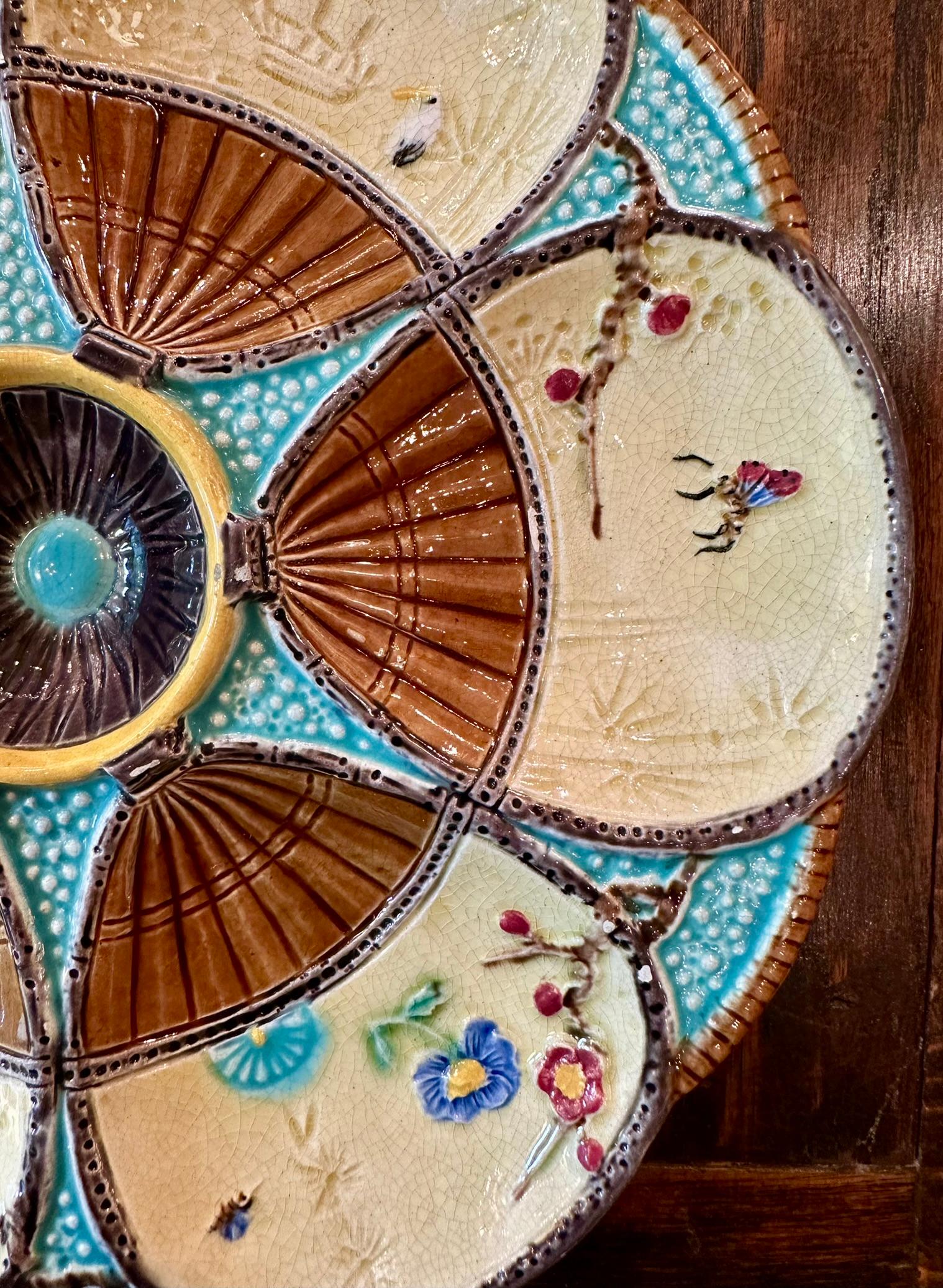 Aesthetic Movement Antique English Aesthetics Movement S. Fielding Porcelain Oyster Plate, Ca. 1900 For Sale
