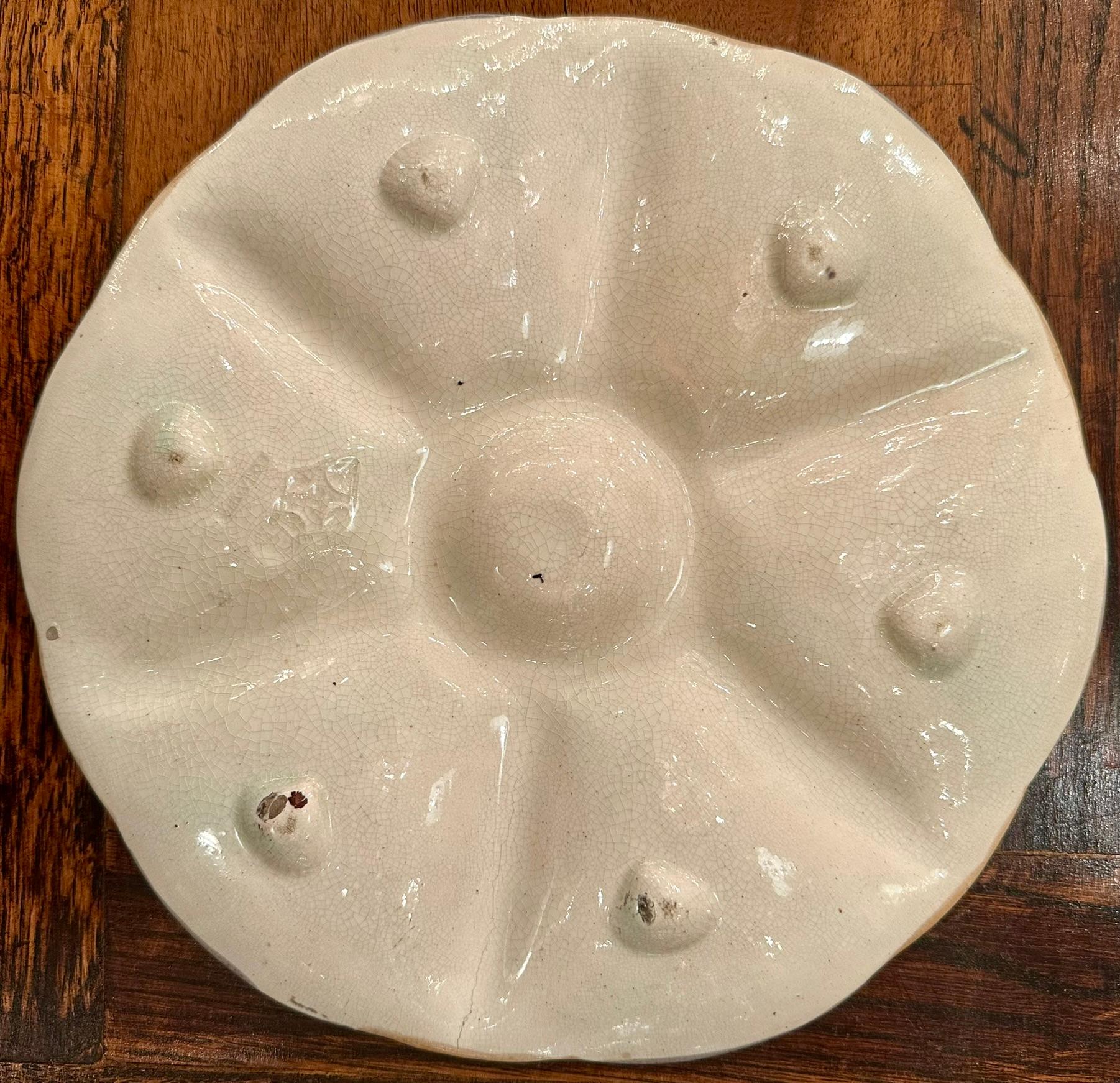 Antique English Aesthetics Movement S. Fielding Porcelain Oyster Plate, Ca. 1900 For Sale 1