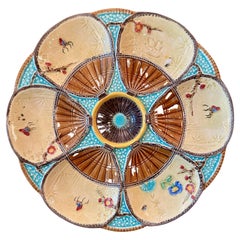 Antique English Aesthetics Movement S. Fielding Porcelain Oyster Plate, Ca. 1900