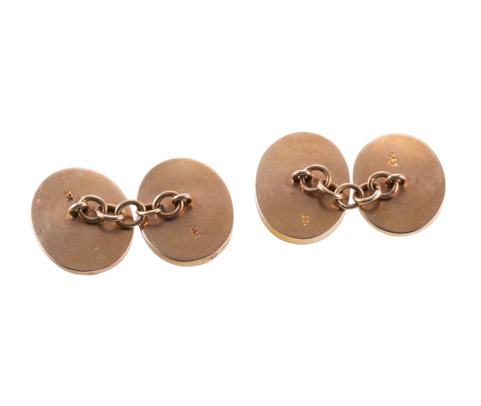 Oval Cut Antique English Agate Intaglio Masonic Gold Cufflinks For Sale