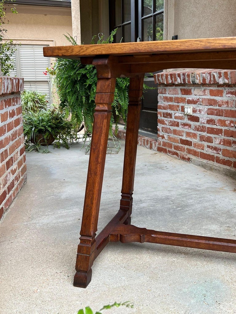 Antique English Altar Table Gothic Arts and Crafts Oak Console Foyer