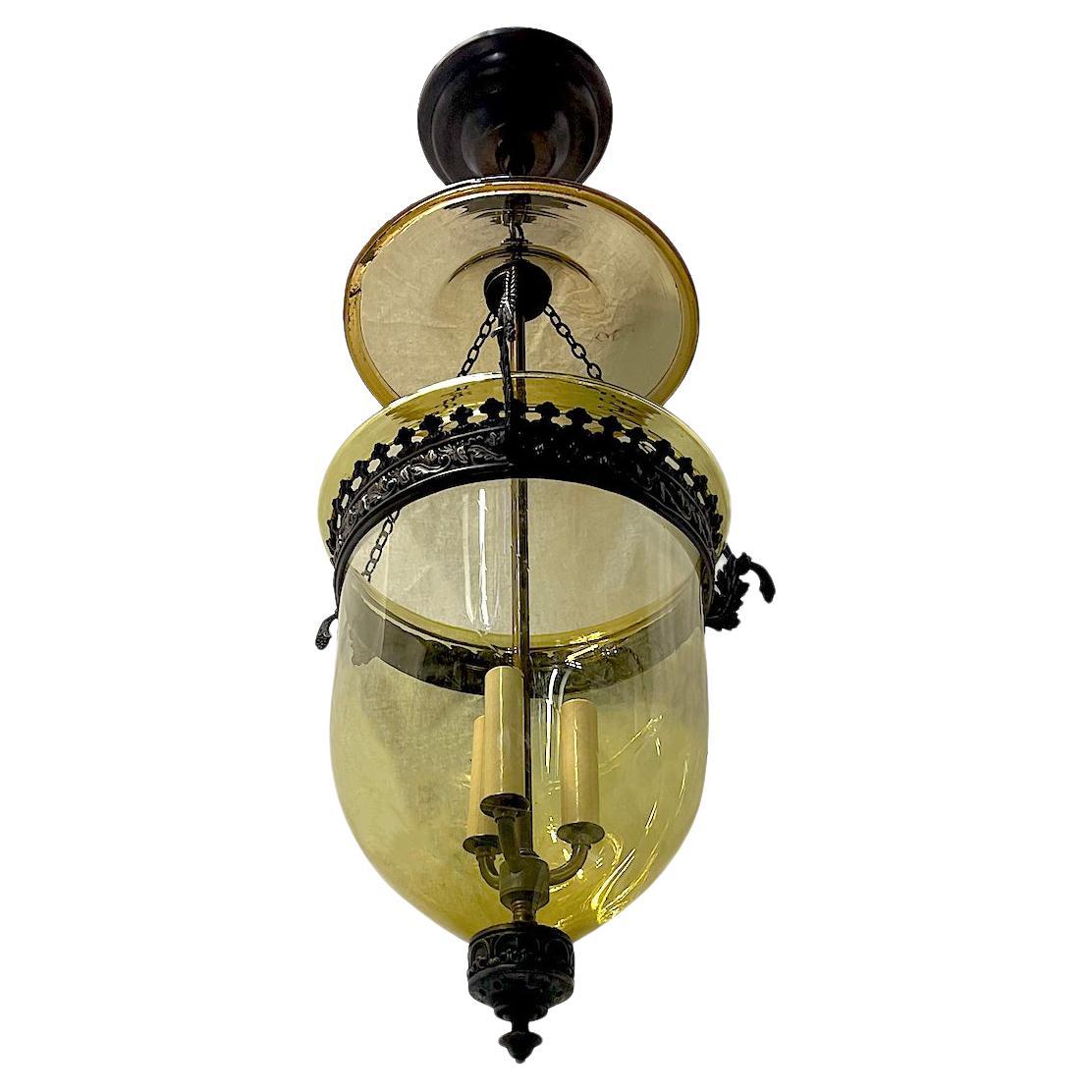 Antique English Amber Lantern For Sale